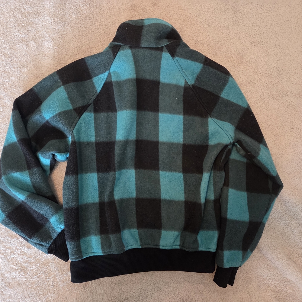 Columbia Teal and Black Plaid Fleece Jacket - Picture 3 of 3